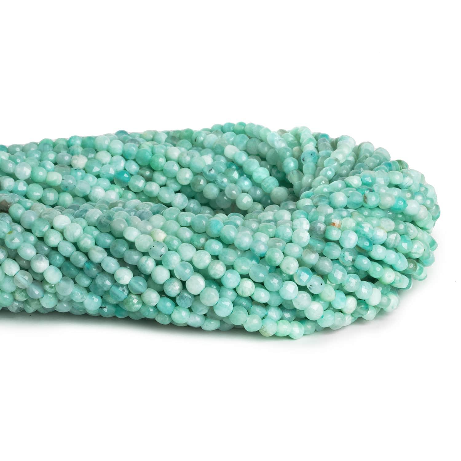 4mm Amazonite Checkerboard Microfaceted Coins 12 inch 80 pieces - The Bead Traders