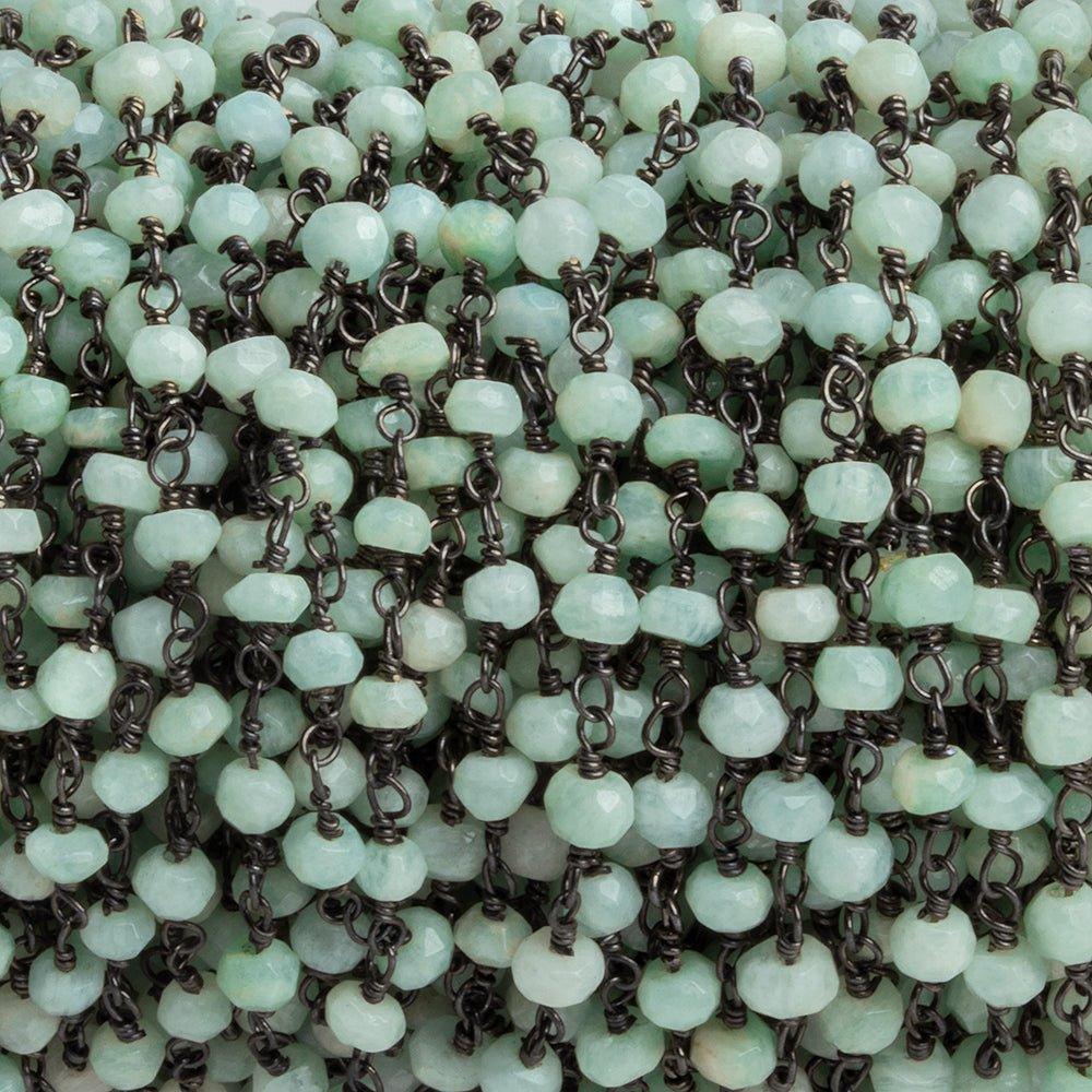 4mm Amazonite Faceted Rondelle Black Gold Chain - The Bead Traders