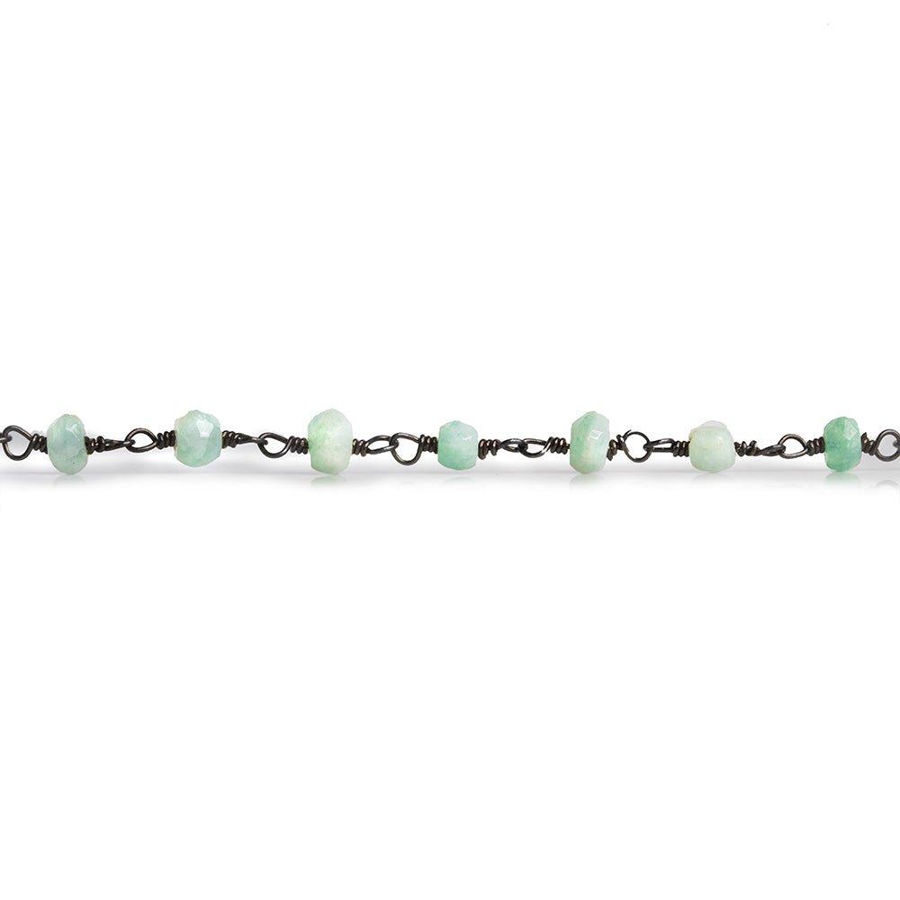 4mm Amazonite Faceted Rondelle Black Gold Chain - The Bead Traders