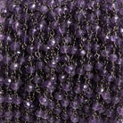 4mm Amethyst faceted rondelle Black Gold Chain by the foot 34 pieces - The Bead Traders