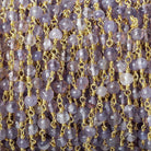 4mm Amethyst plain round Gold plated Chain by the foot 31 beads - The Bead Traders