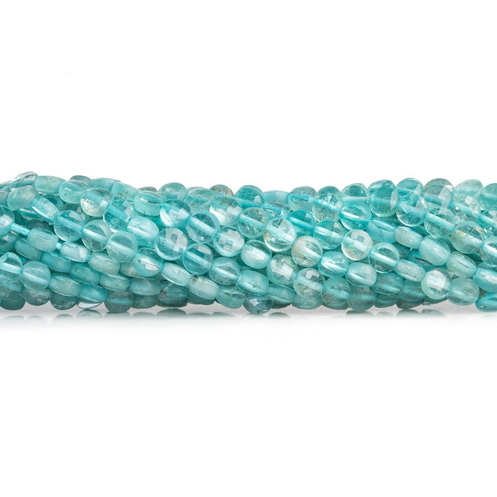 4mm Apatite checkerboard calibrated faceted coins 12 inch 85 pieces - The Bead Traders