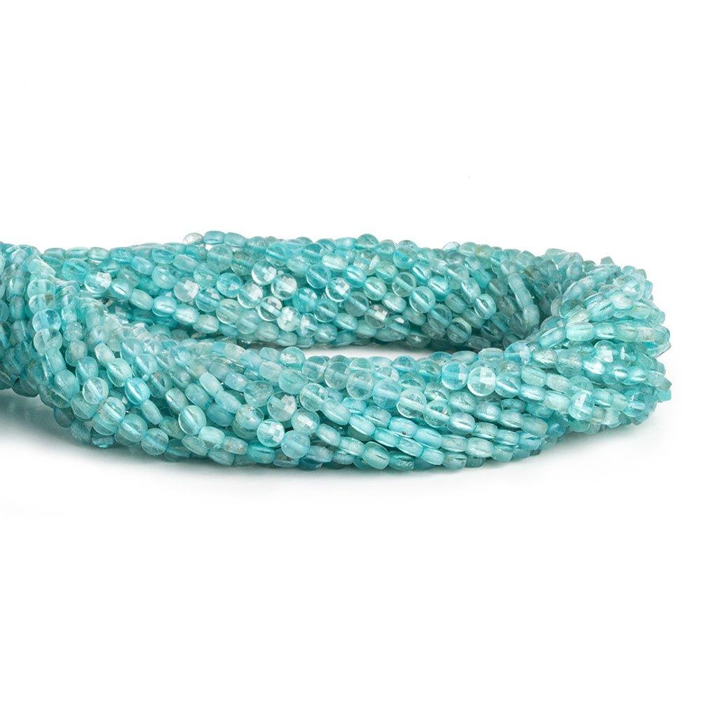 4mm Apatite checkerboard calibrated faceted coins 12 inch 85 pieces - The Bead Traders