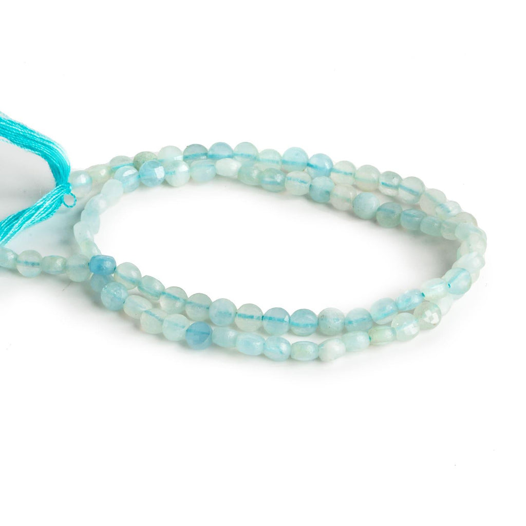 4mm Aquamarine Checkerboard Microfaceted Coins 12 inch 80 pieces - The Bead Traders