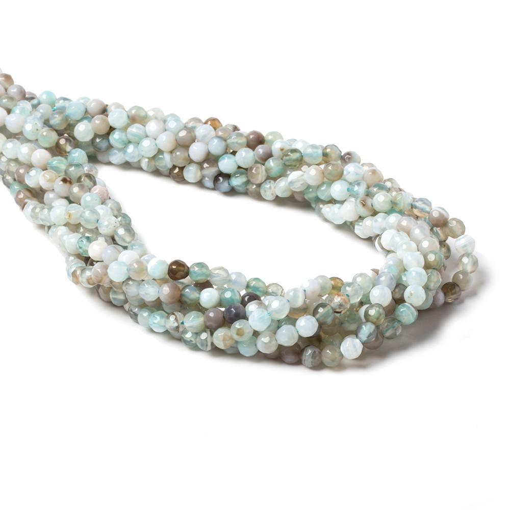 4mm Beach Chic Multi Color Agate faceted rounds 95 beads 15 inch - The Bead Traders