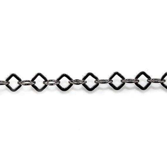 4mm Black Gold plated Flat Square Link Chain by the Foot - The Bead Traders