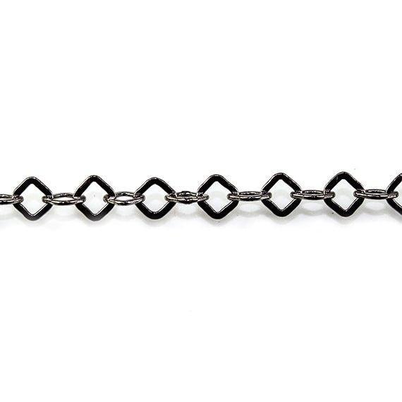 4mm Black Gold plated Flat Square Link Chain by the Foot - The Bead Traders