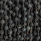 4mm Black Lava Rock Plain Round Black Gold Chain by the Foot 29 pieces - The Bead Traders