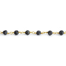 4mm Black Lava Rock Plain Round Gold Chain by the Foot 30 pieces - The Bead Traders