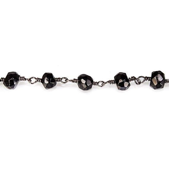4mm Black Quartz Black Gold Filled Chain by the foot - The Bead Traders