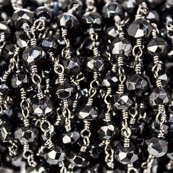 4mm Black Quartz Black Gold Filled Chain by the foot - The Bead Traders