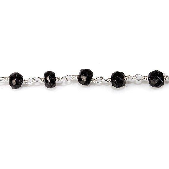 4mm Black Quartz Silver Chain by the foot - The Bead Traders