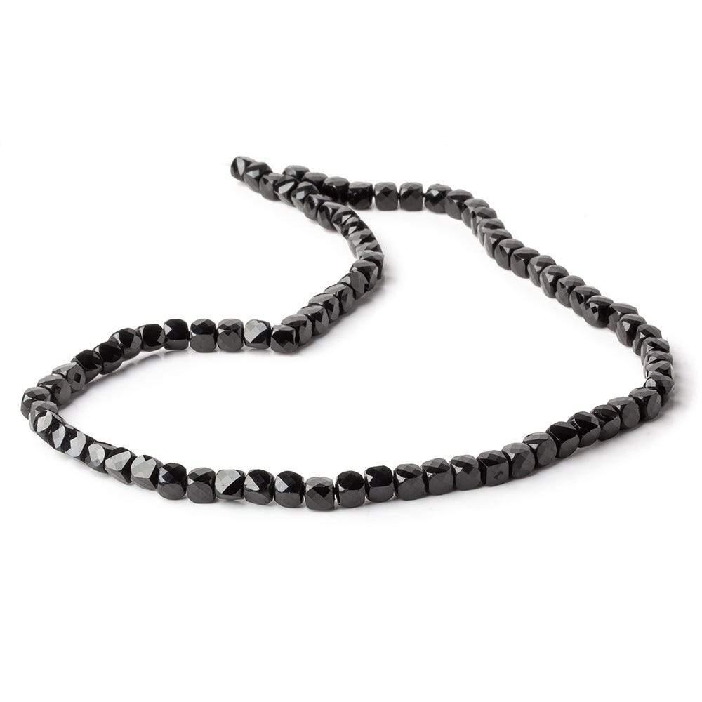 4mm Black Spinel micro faceted cubes 12 inch 80 beads - The Bead Traders