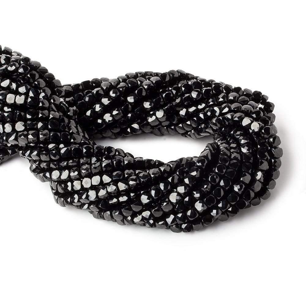 4mm Black Spinel micro faceted cubes 12 inch 80 beads - The Bead Traders