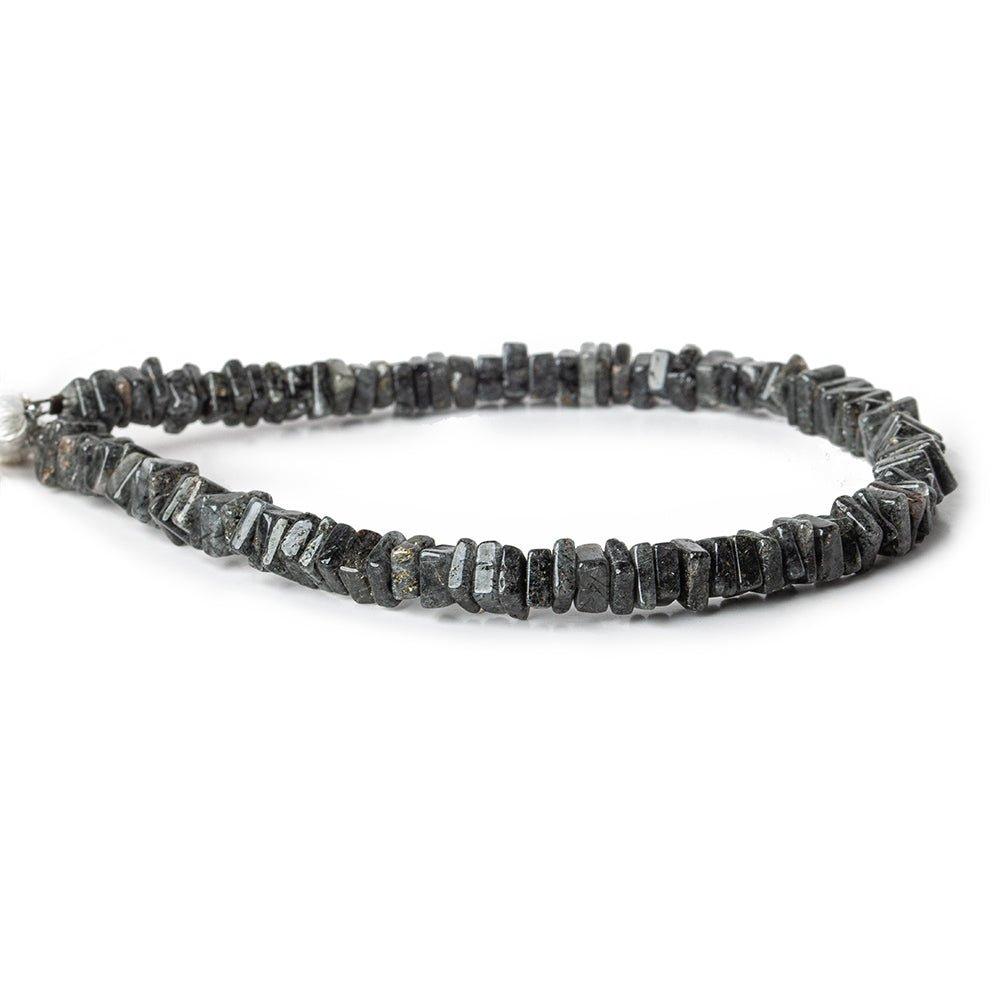 4mm Black Tourmalinated Quartz plain square Heishi 8 inch 105 pieces - The Bead Traders