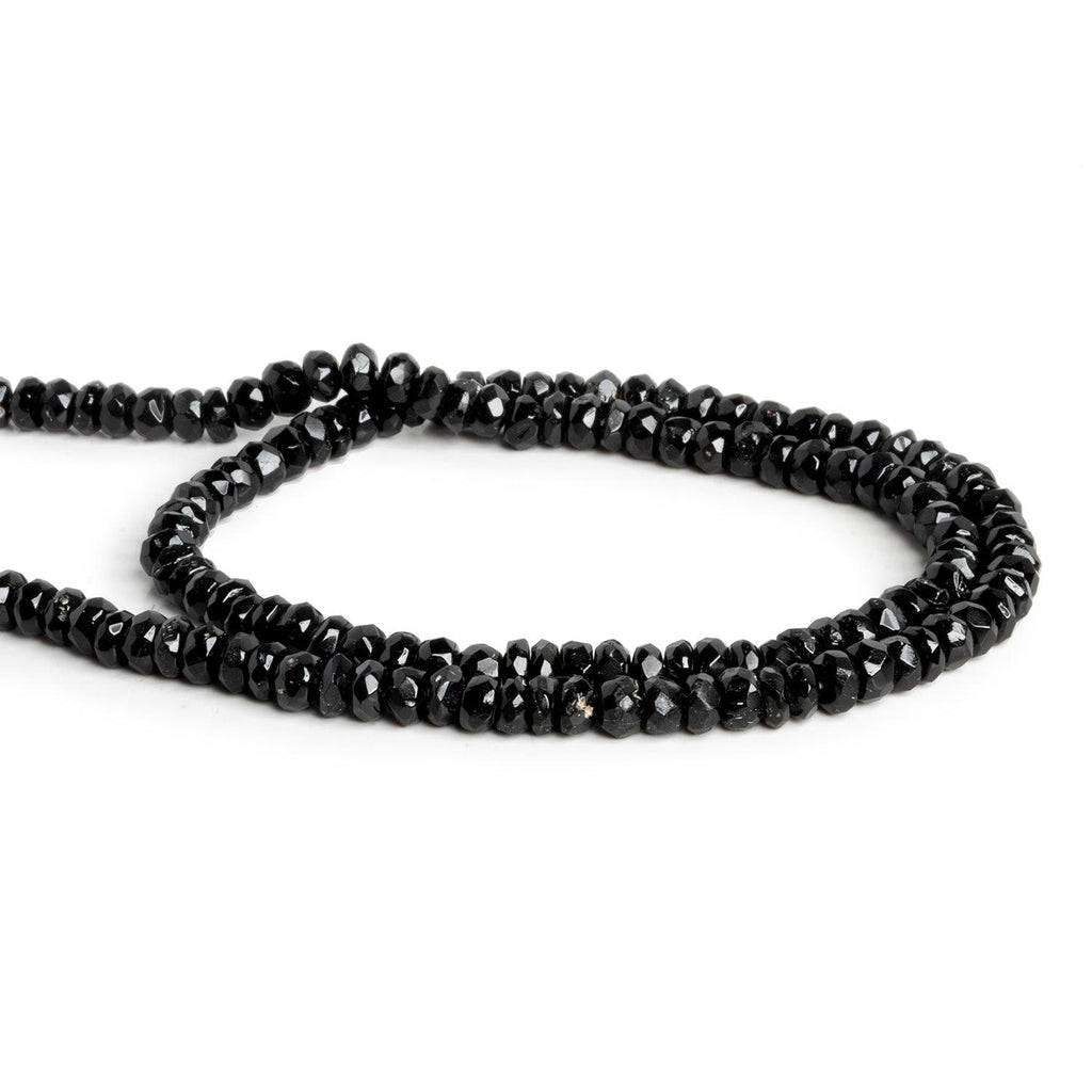 4mm Black Tourmaline Faceted Rondelles 13 inch 70 beads - The Bead Traders