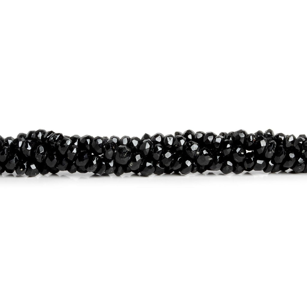 4mm Black Tourmaline Faceted Rondelles 13 inch 70 beads - The Bead Traders