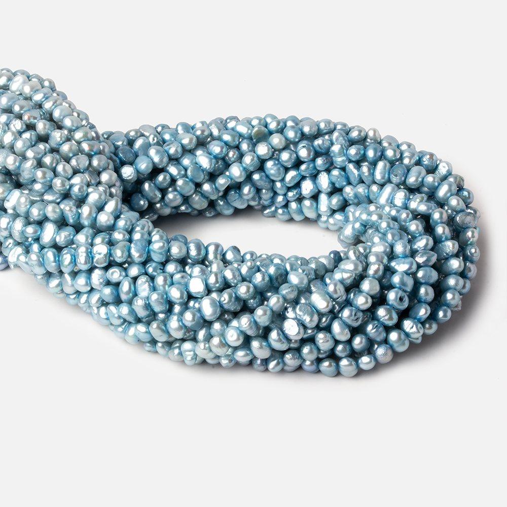 4mm Blue Baroque Freshwater Pearl Beads, 14 inch - The Bead Traders