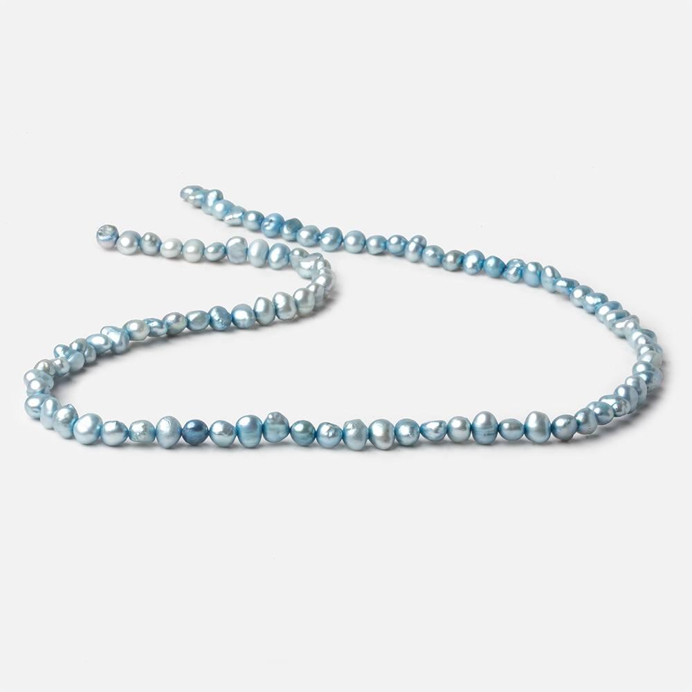 4mm Blue Baroque Freshwater Pearl Beads, 14 inch - The Bead Traders