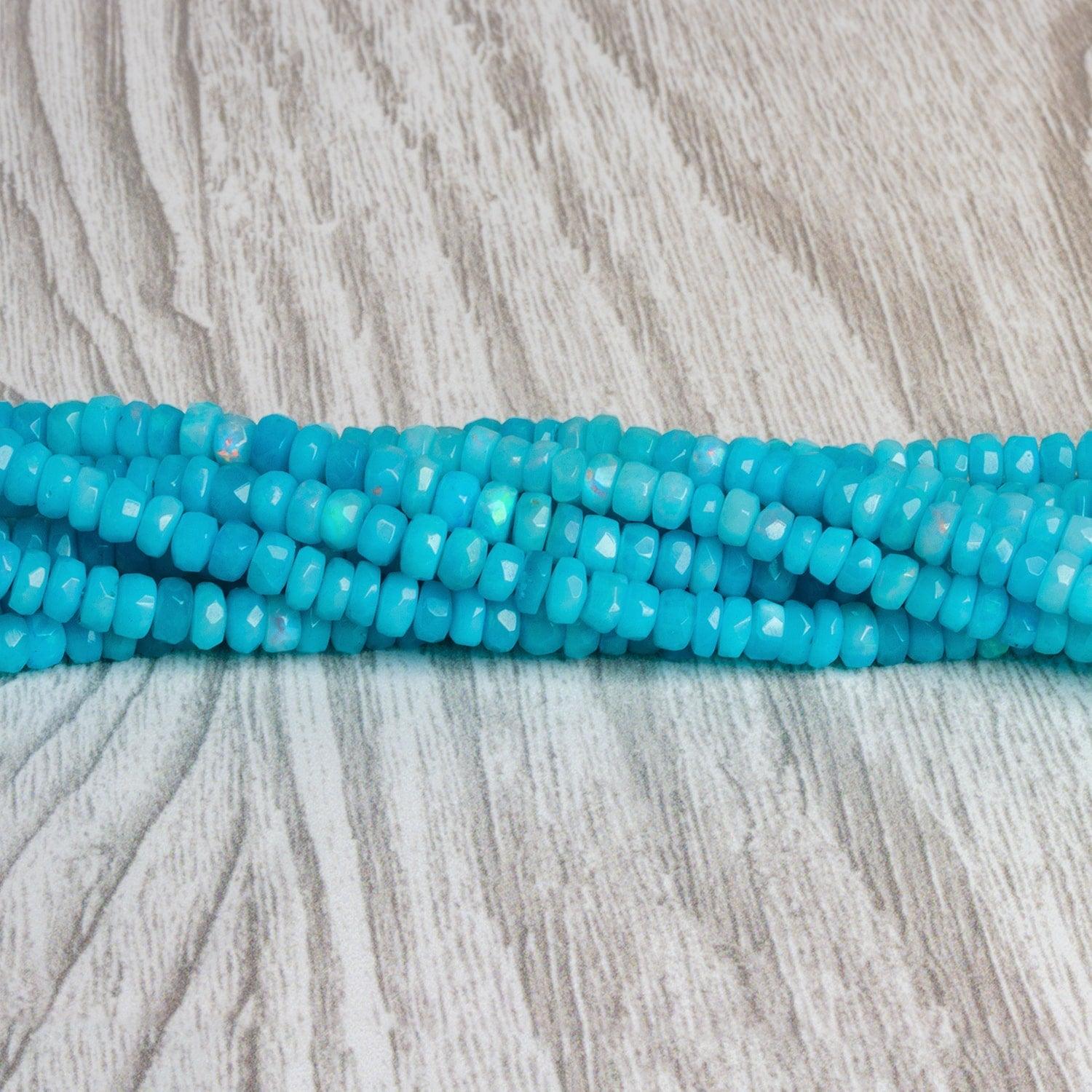 4mm Blue Ethiopian Opal Faceted Rondelles 15 inch 170 beads - The Bead Traders