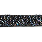 4mm Blue Peacock Mystic Black Spinel 12 inch 80 beads - The Bead Traders
