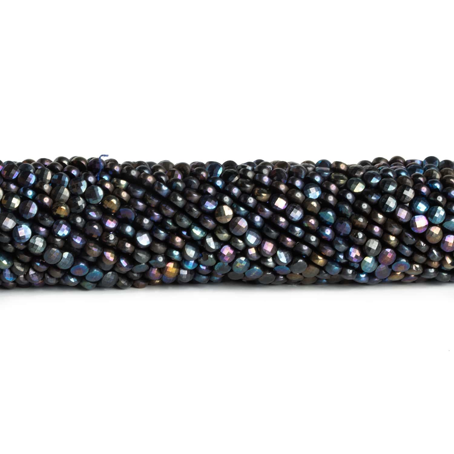 4mm Blue Peacock Mystic Black Spinel 12 inch 80 beads - The Bead Traders