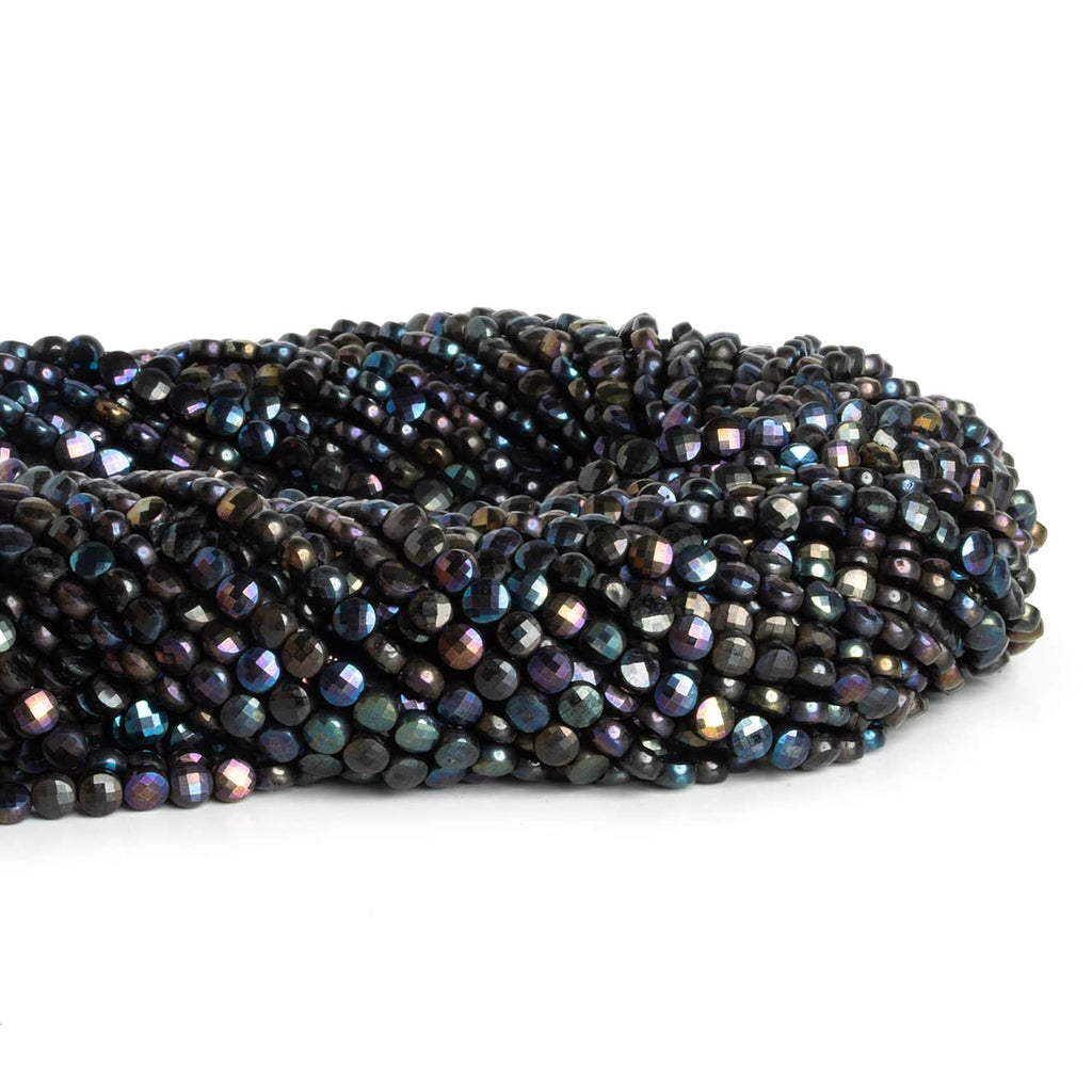4mm Blue Peacock Mystic Black Spinel 12 inch 80 beads - The Bead Traders