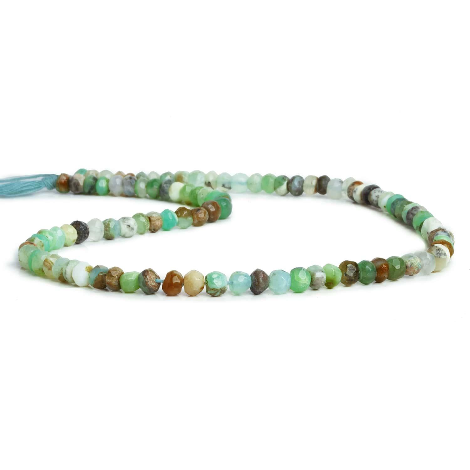 4mm Blue Peruvian Opal faceted rondelle beads 13 inch 110 pieces - The Bead Traders