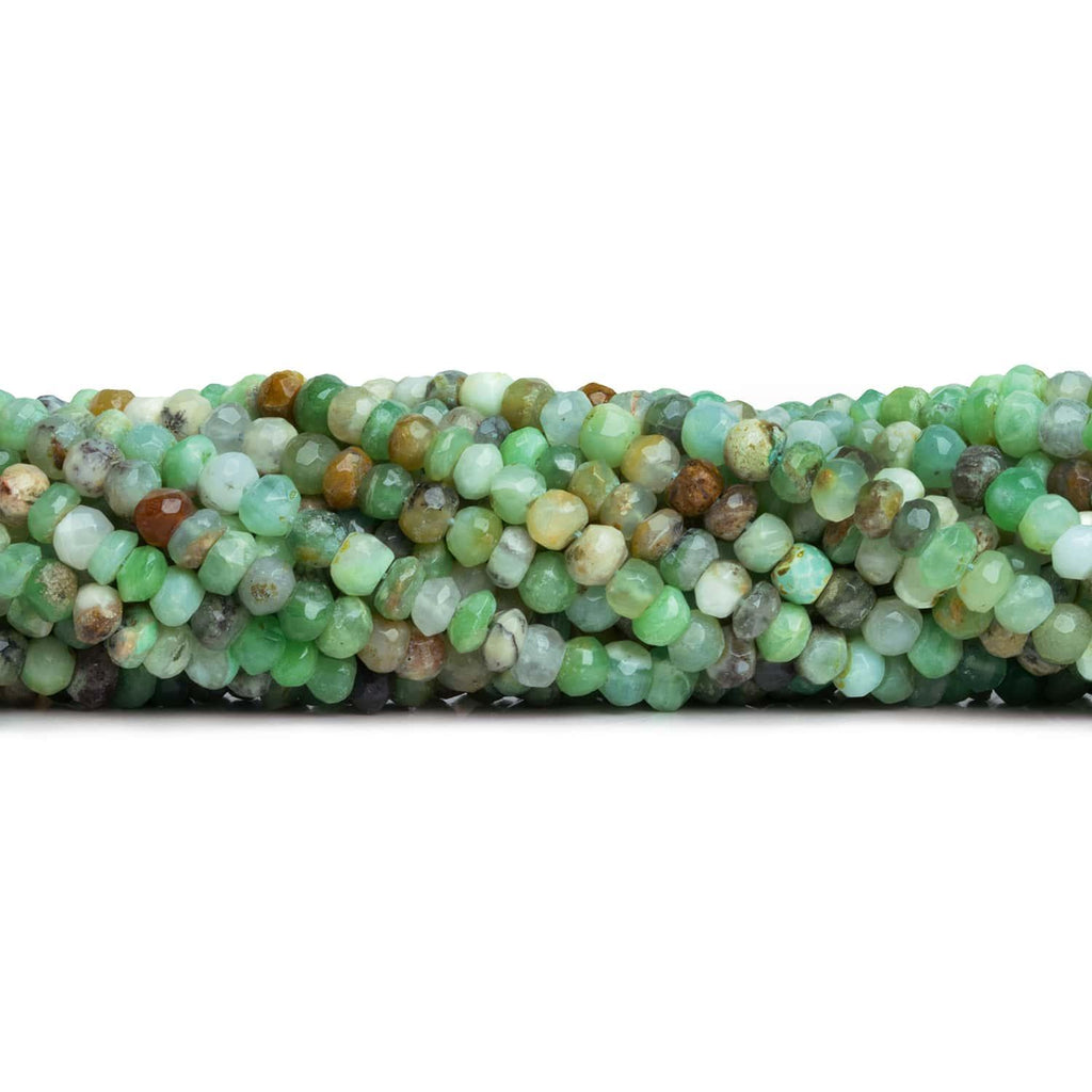 4mm Blue Peruvian Opal faceted rondelle beads 13 inch 110 pieces - The Bead Traders