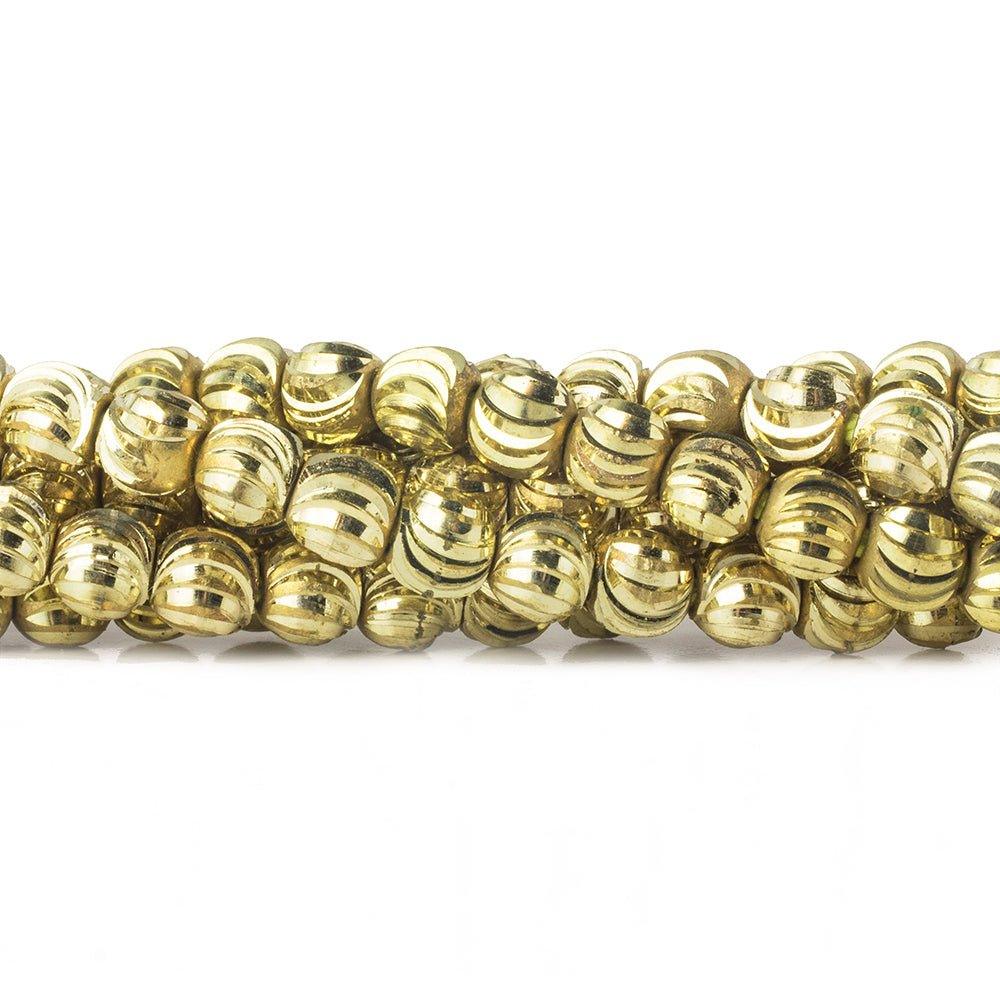 4mm Brass Fluted Round Beads, 8 inch - The Bead Traders