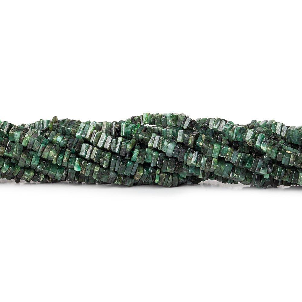 4mm Brazilian Emerald plain square Heishi 8 inch 105 pieces - The Bead Traders