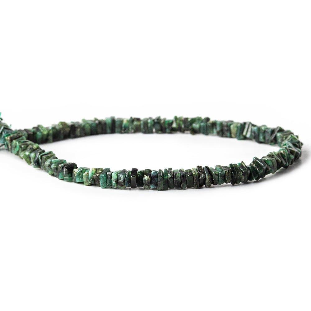4mm Brazilian Emerald plain square Heishi 8 inch 105 pieces - The Bead Traders