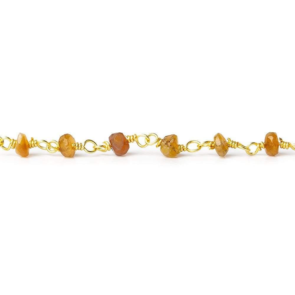 4mm Brown Apatite faceted rondelle Gold Chain by the foot - The Bead Traders