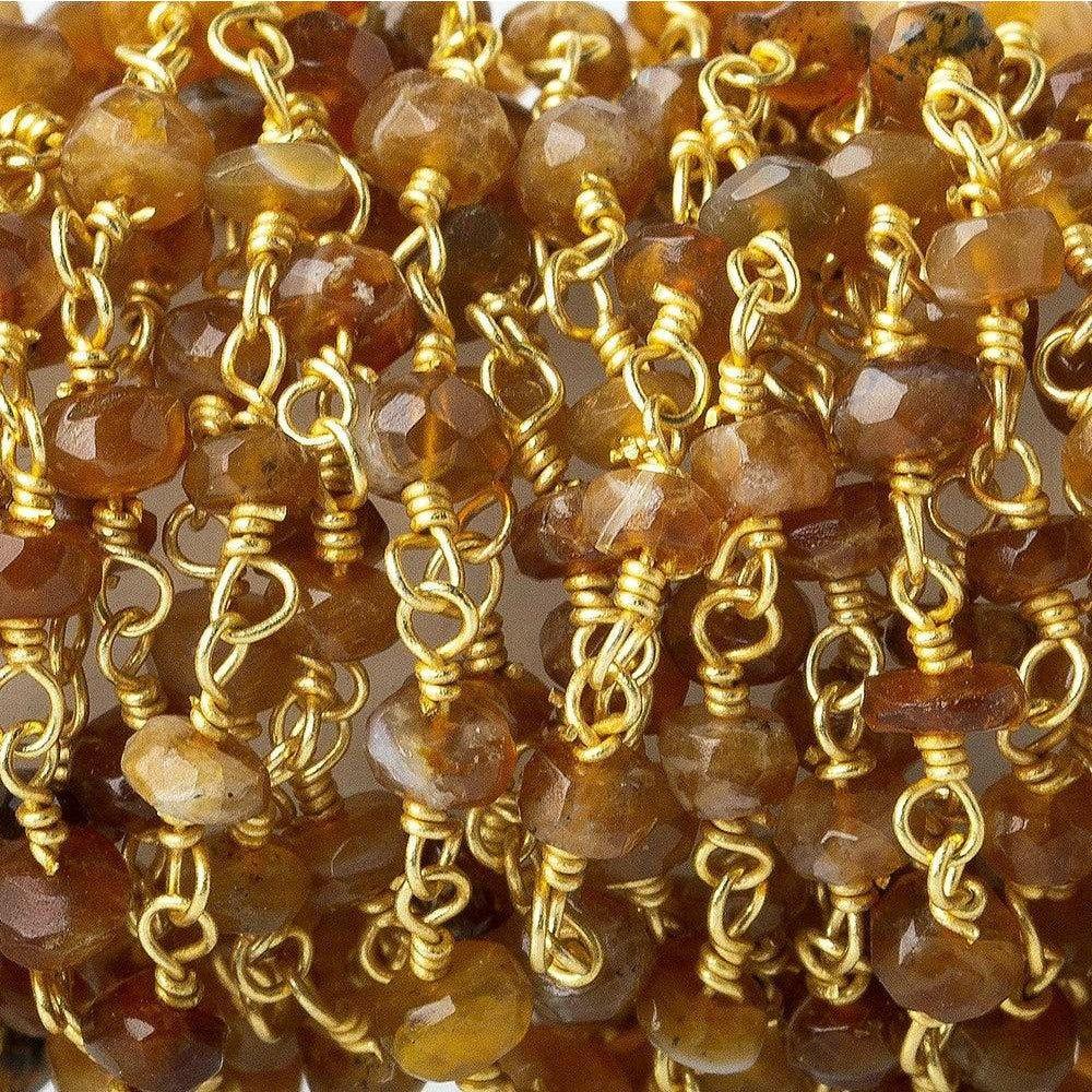 4mm Brown Apatite faceted rondelle Gold Chain by the foot - The Bead Traders