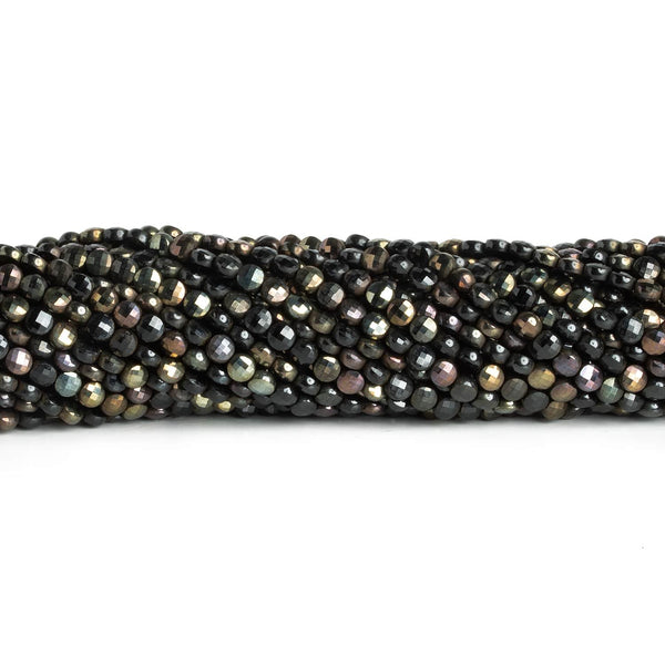 4mm Brown Mystic Black Spinel Checkerboard Coins 12 inch 80 beads