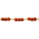4mm Carnelian Agate faceted coin Trio Gold Chain by the foot 54 beads per length - The Bead Traders