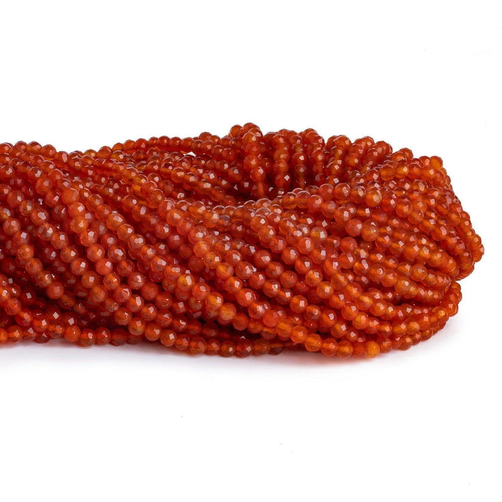 4mm Carnelian Microfaceted Round Beads 12 inch 85 pieces - The Bead Traders