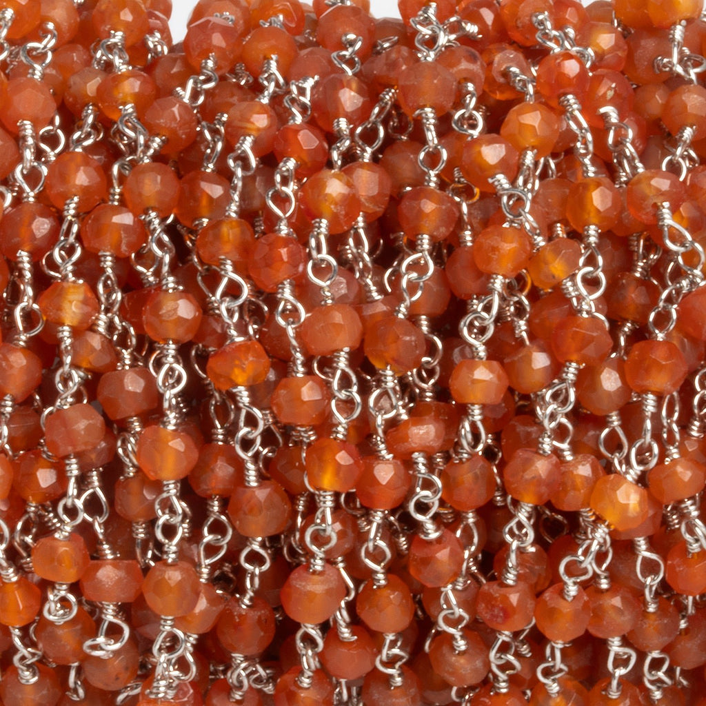 4mm Carnelian Rondelle Silver Chain 37 pieces - The Bead Traders
