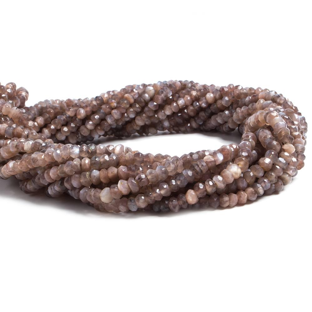 4mm Chocolate Moonstone Hand faceted rondelle beads 13 inch 90 pieces - The Bead Traders