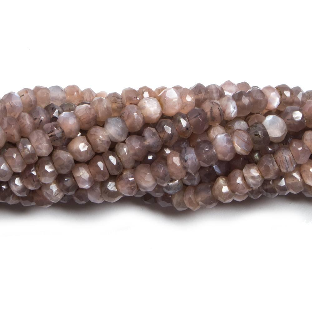 4mm Chocolate Moonstone Hand faceted rondelle beads 13 inch 90 pieces - The Bead Traders