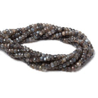 4mm Chocolate & Platinum Grey Moonstone faceted rondelles 13 inch 100 pcs - The Bead Traders