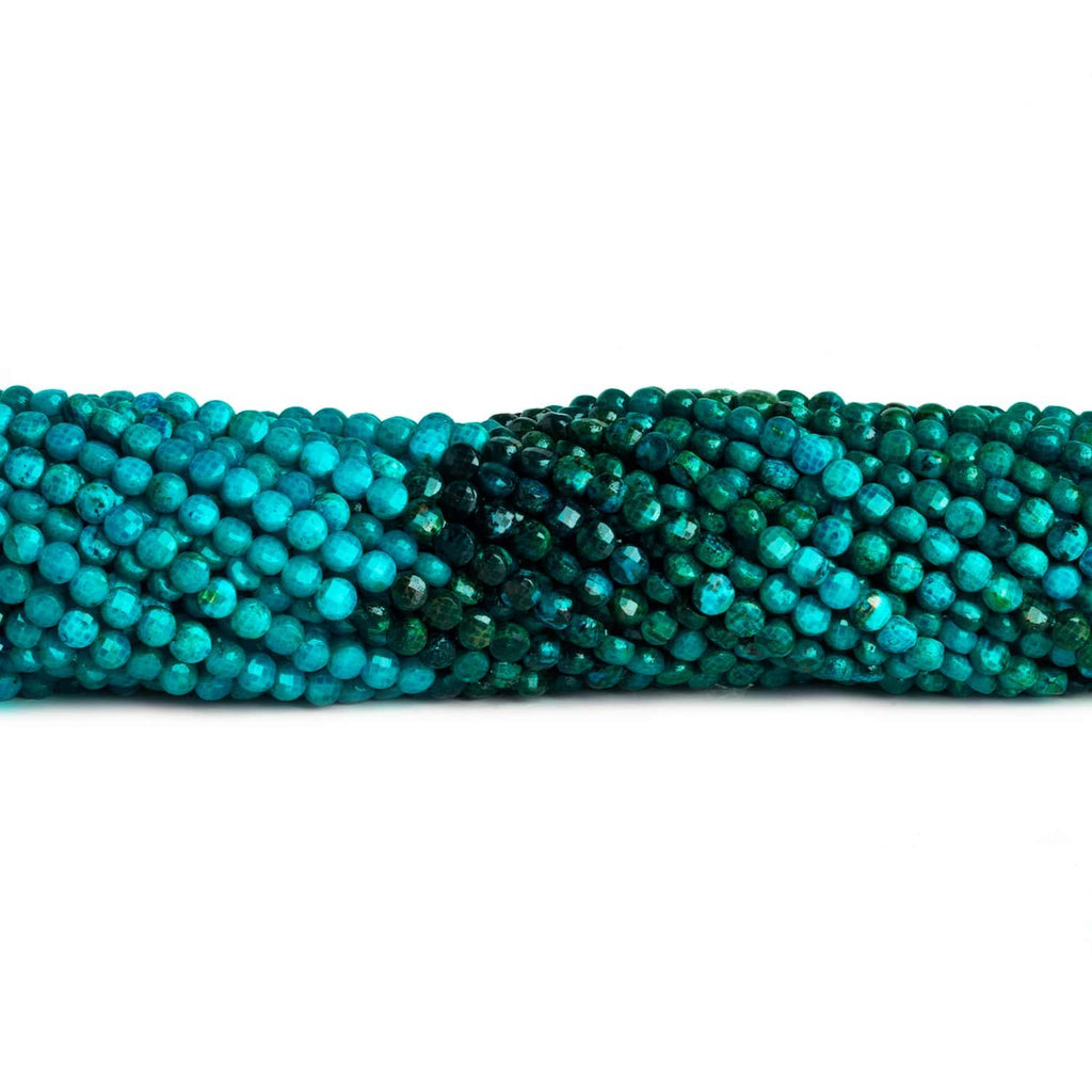 4mm Chrysocolla Checkerboard Microfaceted Coins 12 inch 80 pieces - The Bead Traders