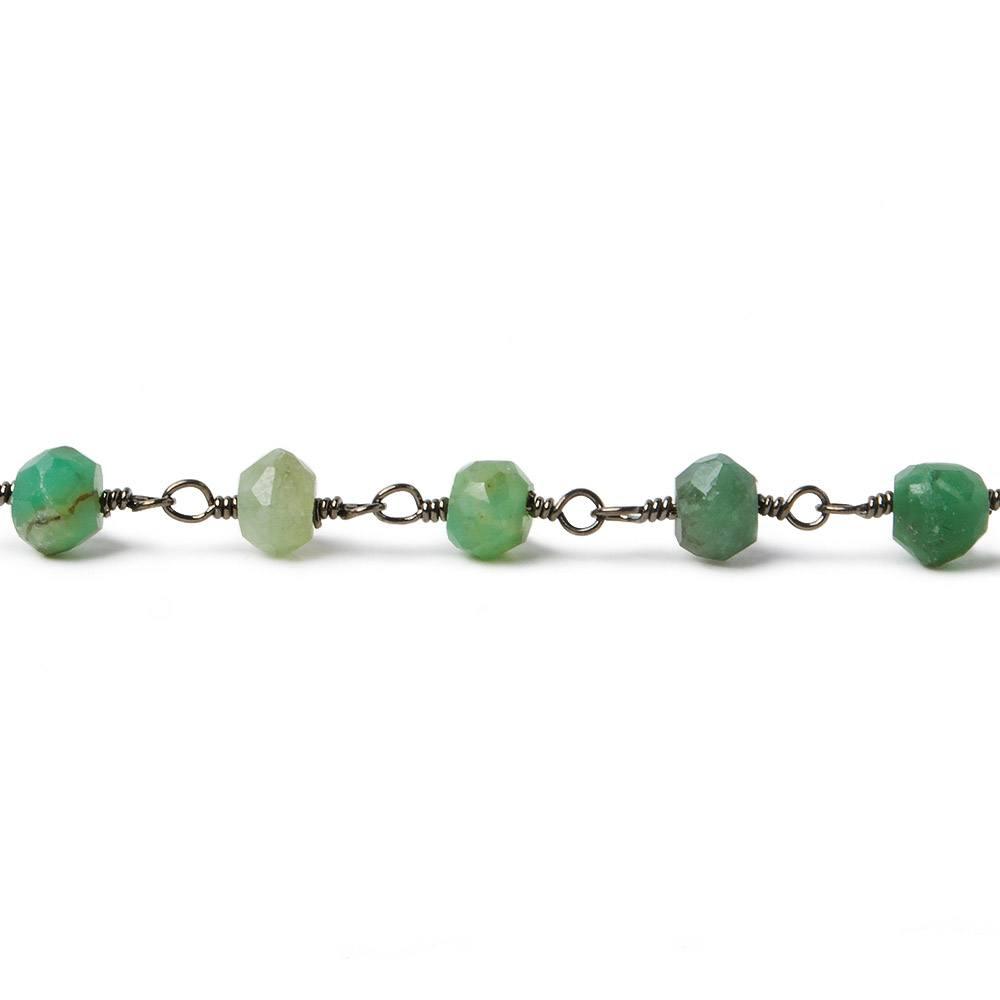 4mm Chrysoprase faceted rondelle Black Gold plated Chain by the foot 32 pieces - The Bead Traders