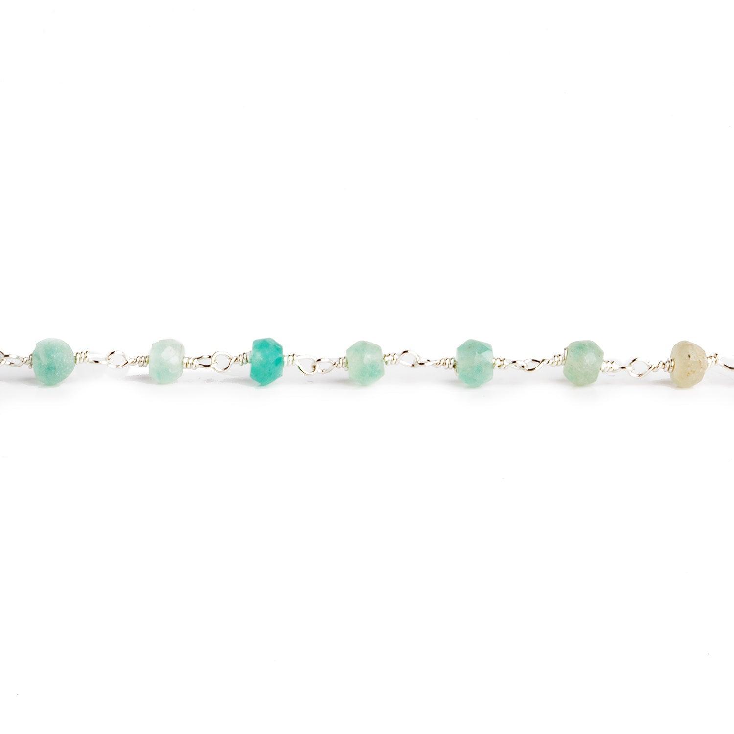 4mm Chrysoprase Faceted Rondelle Silver Chain 37 beads - The Bead Traders