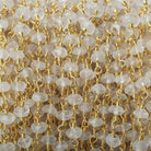 4mm Cream Moonstone native faceted rondelle Gold Chain by the foot - The Bead Traders