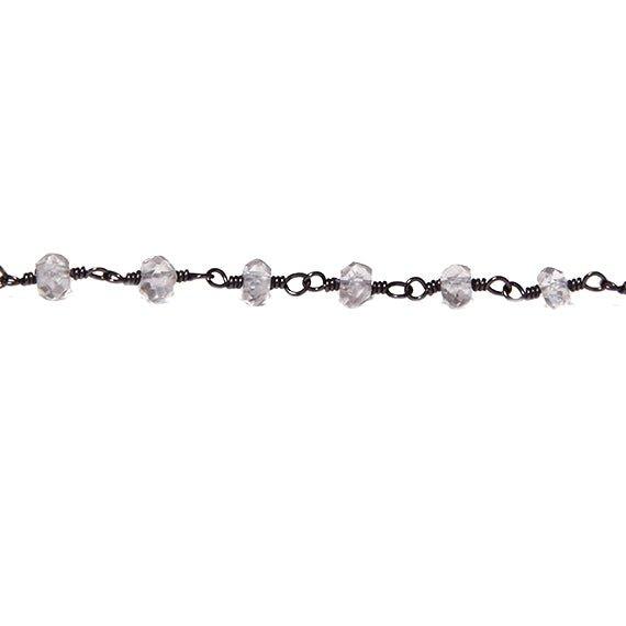 4mm Crystal Quartz faceted rondelle Black Gold Chain - The Bead Traders