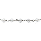 4mm Crystal Quartz plain round Black Gold plated Chain by the foot 31 beads - The Bead Traders