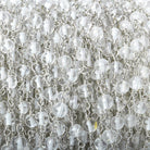 4mm Crystal Quartz plain round Silver plated Chain by the foot 31 beads - The Bead Traders
