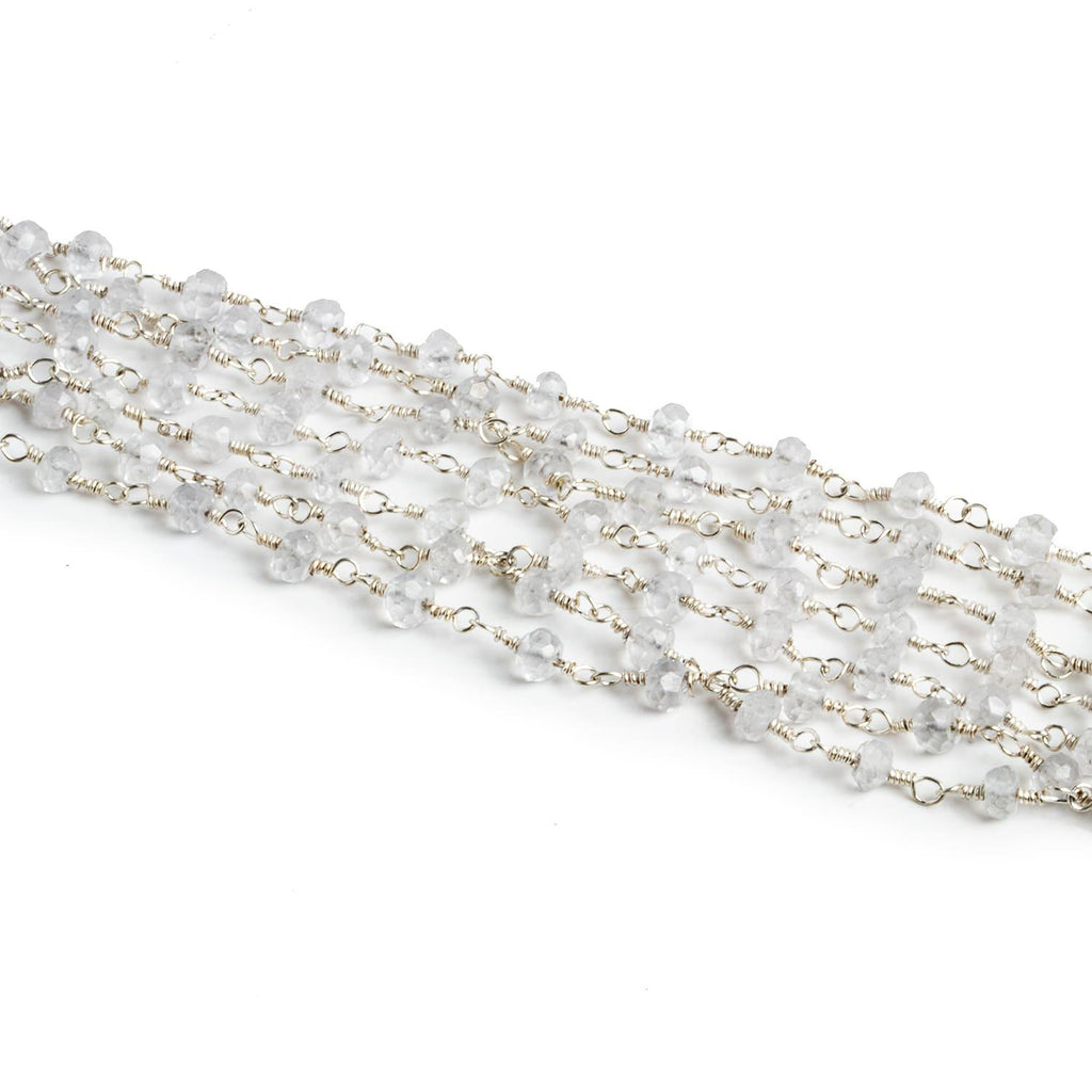 4mm Crystal Quartz Rondelle Silver Chain - Lot of 7ft 11 inches - The Bead Traders