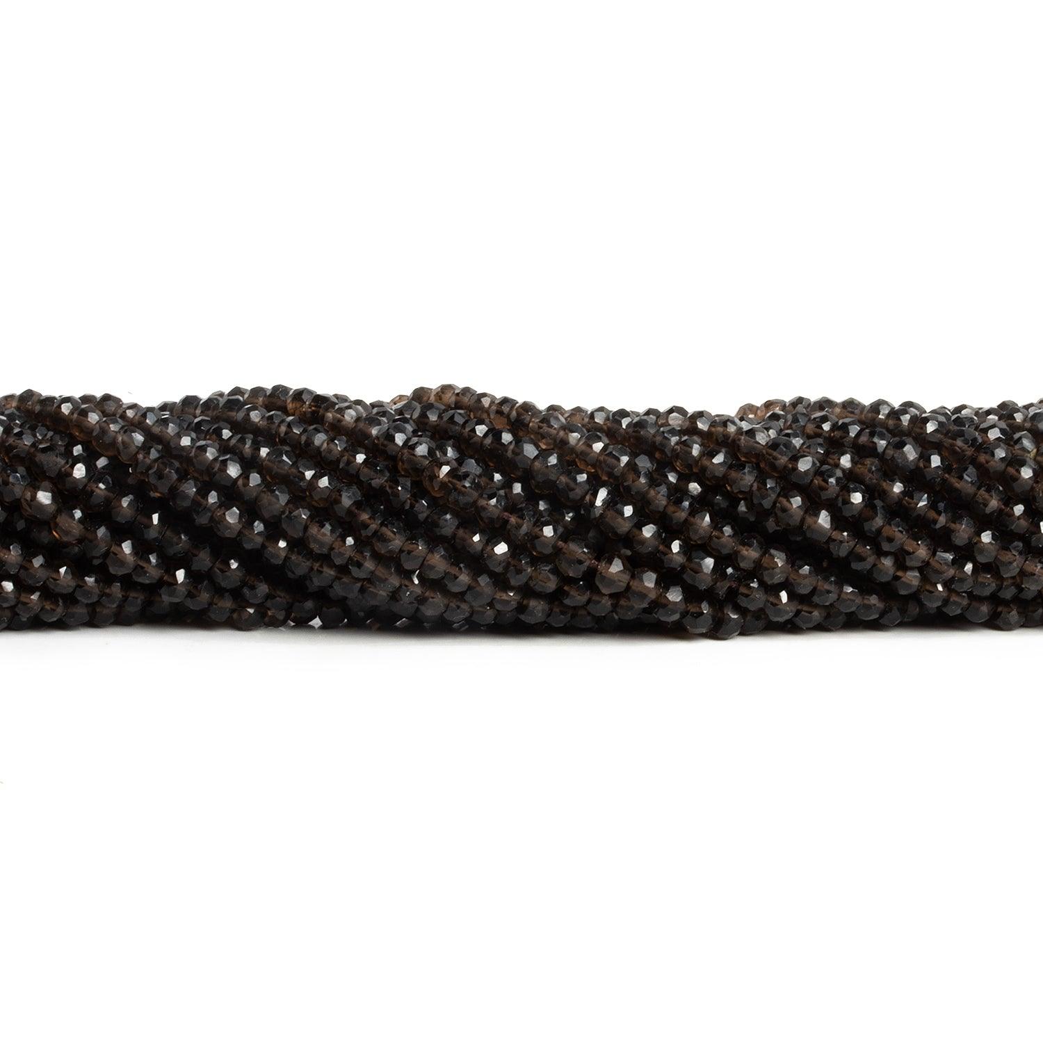 4mm Dark Smoky Quartz Faceted Rondelles 12 inch 105 beads - The Bead Traders